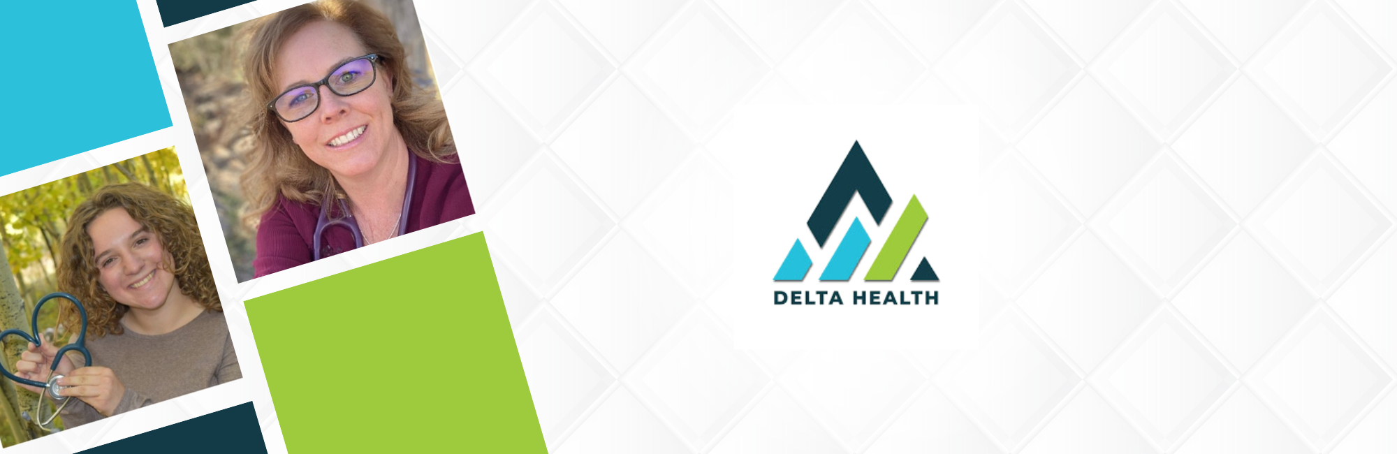 Two nurses smiling and the logo of Delta Health