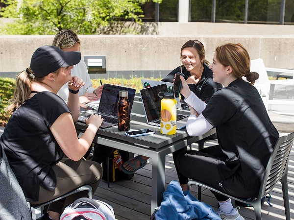 Students on the patio