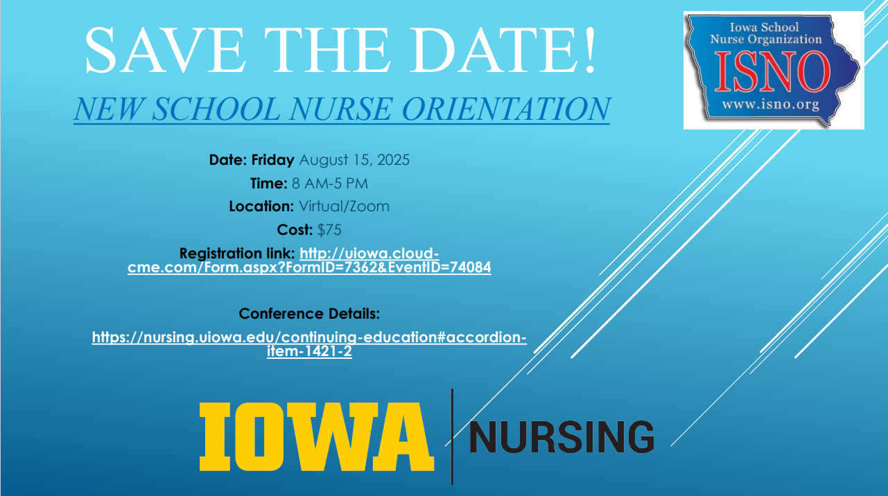 New School Nurse Orientation save the date