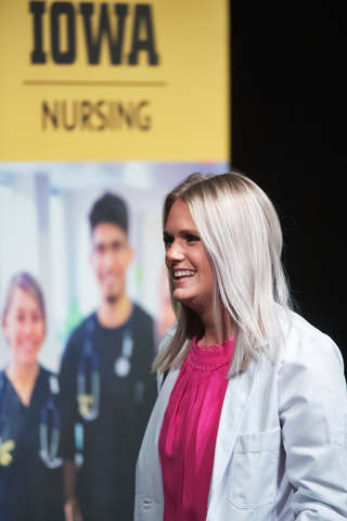 A student at the white coat ceremony