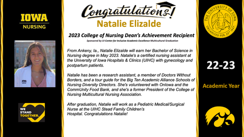 SP23 Natalie Elizalde Deans Achievement
