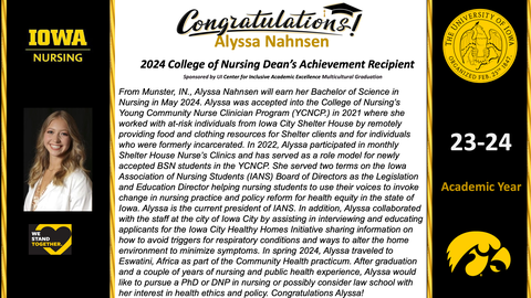 2024 CON Deans Achievement award - Alyssa Nahnsen