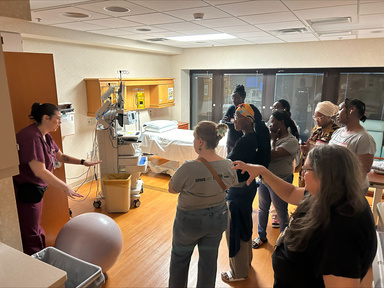 The doulas receiving a tour of UI Healthcare