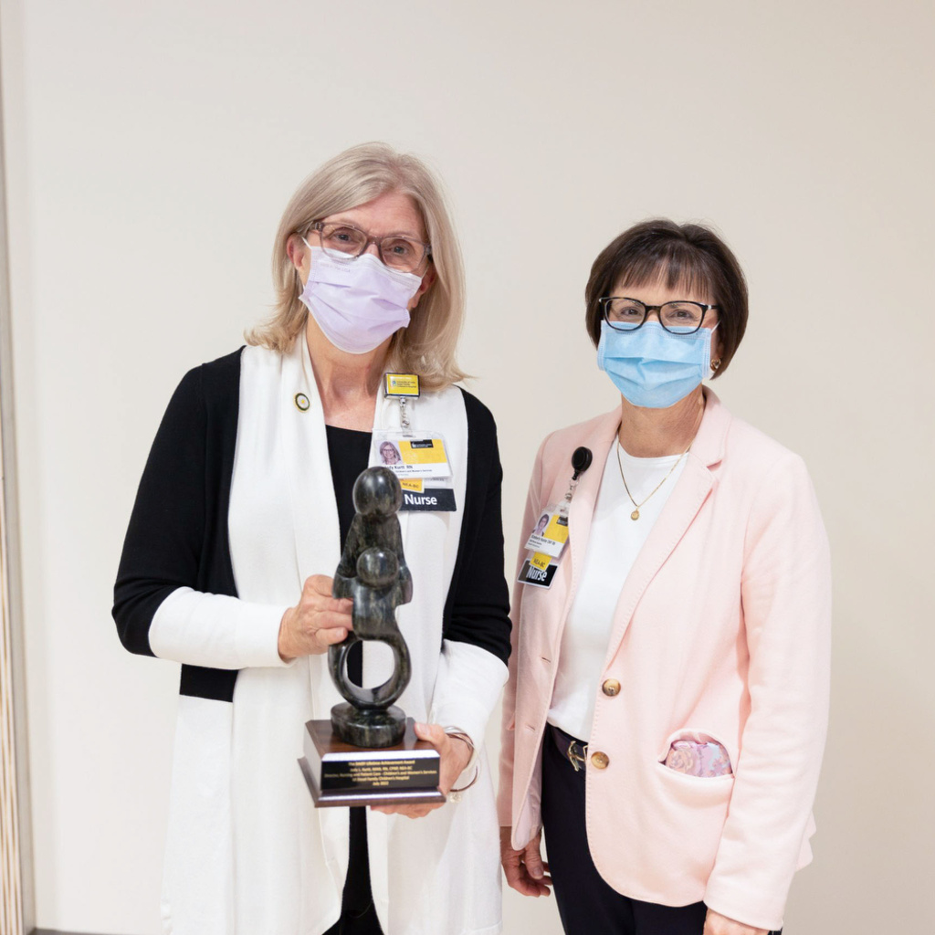 Jody Kurtt is photographed with UIHC Interim CEO and Chief Nurse Executive Kim Hunter.