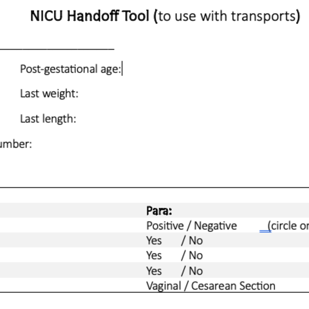 Screenshot of handoff tool