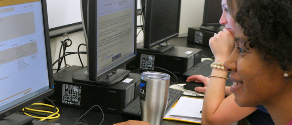 A student looking at computer