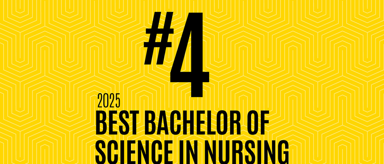 Yellow graphic with black type that reads: 2025 #4 Best BSN, US News & World Report
