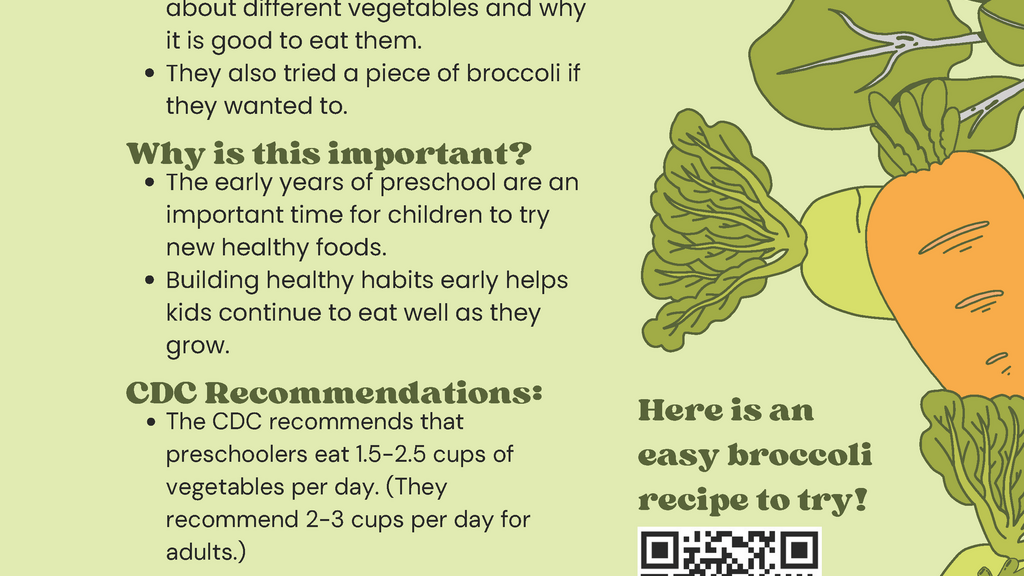 Healthy eating handout for preschool parents